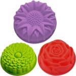 3 moules en silicone en forme de fleur pour g�teaux, pains et autres pr�parations � faire soi - m�me ...