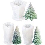 3 moules en silicone en forme de sapin de no�l, moules � bougies 3d pour la fabrication de bougies parfum�es, ...