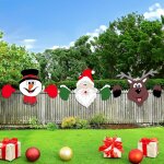 3 pcs decoration noel exterieur pour cl�ture, 40cm x 30cm pere noel exterieur, decoration renne de deco ...