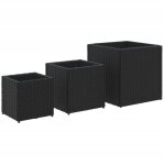 3 pcs jardini�re?bac � fleurs?pot de fleurss d'ext�rieur noir r�sine tress�e cfw39372