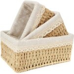 Aougo - 3 pcs panier en osier rangement, panier osier rectangulaire, corbeille tress rectangulaire avec ...