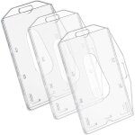 3 pcs porte badge transparent, porte cartes en pc plastique dur, vertical et horizontal, cartes porte ...