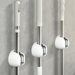 3 pi�ces accroche balai mural, porte balais mural en abs, support balais sans percage, porte - brosse, ...
