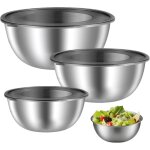 3 pi�ces bols � m�langer en acier inoxydable, saladier bol � en acier inoxydable, bol inox avec couvercle, ...