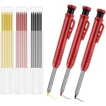 3 pi�ces crayon chantier, crayon menuisier avec 18 recharges gris jaune rouge, crayon de chantier avec ...