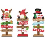 3 pices de dcoration bureau en bois pour sapin nol, pre plaque nol