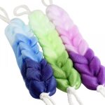 (3 pices) ponge longue tresses maille ponge nylon bain barre longue ponge fleur de bain peau exfoliant ...