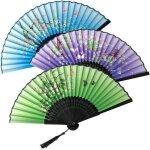3 pi�ces �ventail pliants vent frais portatif ventilateurs pliables en soie et bambou pour d�coration ...
