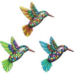 3 pi�ces metal colibri d�corations murale, color� colibri sculpture, d�coration murale en fer forg� colibri, ...