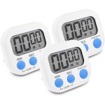 3 pi�ces minuteur de cuisine magn�tique blanc, chronometre avec grand �cran lcd, chronom�tre et alarme ...
