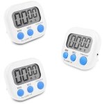 3 pi�ces minuteur de cuisine magn�tique blanc, chronometre avec grand �cran lcd, chronom�tre et alarme ...
