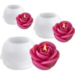 3 pi�ces moule bougie silicone fleur, 3d moule silicone bougie fleurs, facile � d�mouler, rose mold pour ...