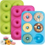 3 pices moule donuts silicone 6 cavits, anti - adhsif, sans bpa, rsistant  la chaleur pour cake ...