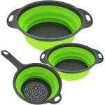 3 pi�ces passoire pliable silicone, passoire filtres de cuisine, colander panier de lavage de silicone ...