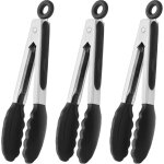 3 pi�ces, petites pinces en silicone, pinces de service, longueur totale 21 cm, noir