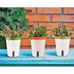 3 pi�ces pot de fleurs � arrosage automatique, 14. 5cm rond pot de fleurs en plastique avec fen�tre de ...