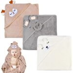 3 pices serviette de bain capuche bb, serviette bebe naissance, cape de bain bebe, douces & absorption ...