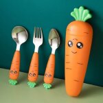 3 pi�ces set de couverts en inox enfant, couverts enfants en inox, fourchette et cuill�re avec 1 bo�te ...