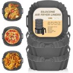 3 pi�ces silicone moule air fryer accessoires, r�utilisable chaud papier cuisson friteuse sans huile ...