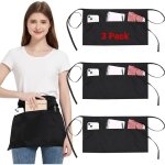 3 pices tablier de taille avec 3 poches et sangle rglable, impermable tabliers de cuisine noir pour ...
