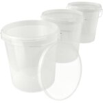 3 seaux avec couvercle seau � vide en plastique poign�e 15, 9l alimentaire transparent transparent