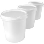 Fixedbyu - 3 seaux avec couvercle seau vide plastique poign�e m�tal 15, 9 l qualit� alimentaire pp