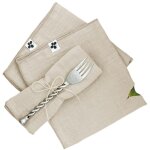 3 serviettes de table en gaze de coton beige 3 serviettes de table en gaze de coton beige