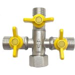 3 voies + distributeur de forme avec 3 robinets � boisseau sph�rique pour connecter 3 appareils / connecteurs ...
