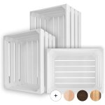 3 x caisse de rangement vintage en bois blanc - 50 x 40 x 30 cm