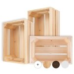 3 x caisse de rangement vintage en bois naturel - 50 x 40 x 30 cm