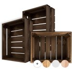 3 x caisse de rangement vintage en bois weng� - 40 x 30 x 15 cm