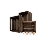 3 x caisse de rangement vintage en bois weng� - 50 x 40 x 30 cm