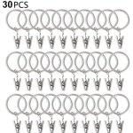 30 anneaux de rideau pcs avec pinces, pinces � draperie solides, crochets sur support de tige de tension, ...