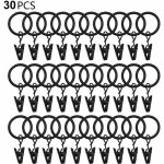30 anneaux de rideaux pcs avec pinces, pinces  draperie solides, crochets sur support de tige de tension, ...