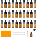 30 pi�ces mini flacons pipettes, 3ml flacon compte gouttes en verre, ambr� flacon huile essentielle vide, ...