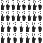 30 pices pinces  rideaux en mtal en fer noir clips de rideaux avec crochets accroche rideau anneaux ...