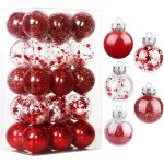 30 pieces red christmas baubles personalized christmas tree ball transparent shatterproof baubles christmas ...