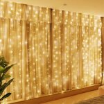 300led guirlande lumineuse rideau blanc chaud rideau lumineux 3m3m 8 modes d'eclairage usb t�l�commande ...