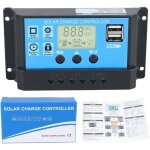 30a 12v / 24v intelligent pwm solar panel battery regulator charge controller with 5v dual usb port lcd ...