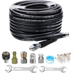 30m tuyau de nettoyage canalisation, 5800 psi kit de nettoyage du tuyau de vidange du nettoyeur haute ...