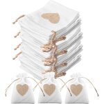 30pcs sachets en toile de jute 10x14cm pochettes jute en motif de coeur lot de petit sac avec cordon ...