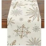 33x90cm, chemin de table flocons de neige de no�l, d�coration de table hivernale avec flocons de neige ...