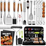 34 accessoires de barbecue pour hommes, 40 cm, robustes, en acier inoxydable, avec thermom�tre, tapis ...
