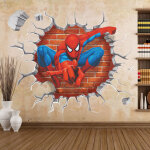 3d dessin anim� spiderman stickers muraux super h�ros pour les chambres d'enfants gar�ons - -