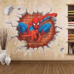 3d dessin anim spiderman stickers muraux super hros pour les chambres d'enfants garons - -