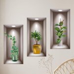 3d sticker mural plantes 20 x 40cm d�coration murale sticker plante auto adh�sif cuisine trompe l'oeil ...