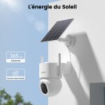 3k 5mp cam�ra surveillance wifi ext�rieur sans fil, panneau solaire mobile haute capacit�, 360� ptz, ...