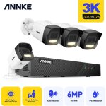 3k kit camra de surveillance poe 8ch nvr 4x 5mp intelligente double lumire camra enregistrement 24h ...