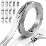 Lauwexe - 3m collier de serrage inox, avec 12 pices attache, en acier inoxydable 304, collier de serrage ...