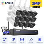 3mp kit de surveillance sans fil, 16ch camras de surveillance wifi, dtection humaine intelligente, ...